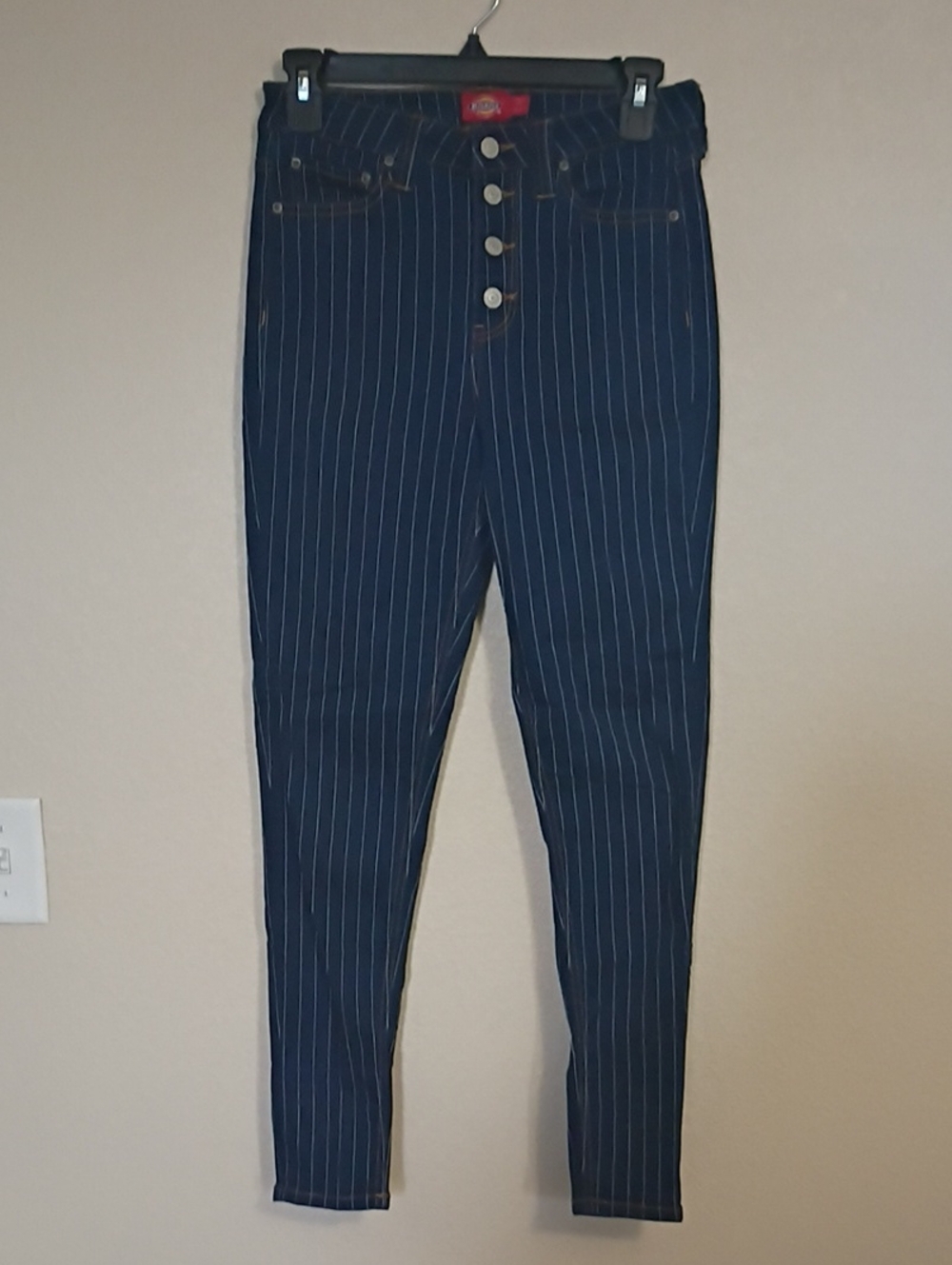 Dickies Navy Pinstripe High-Rise Skinny Jeans